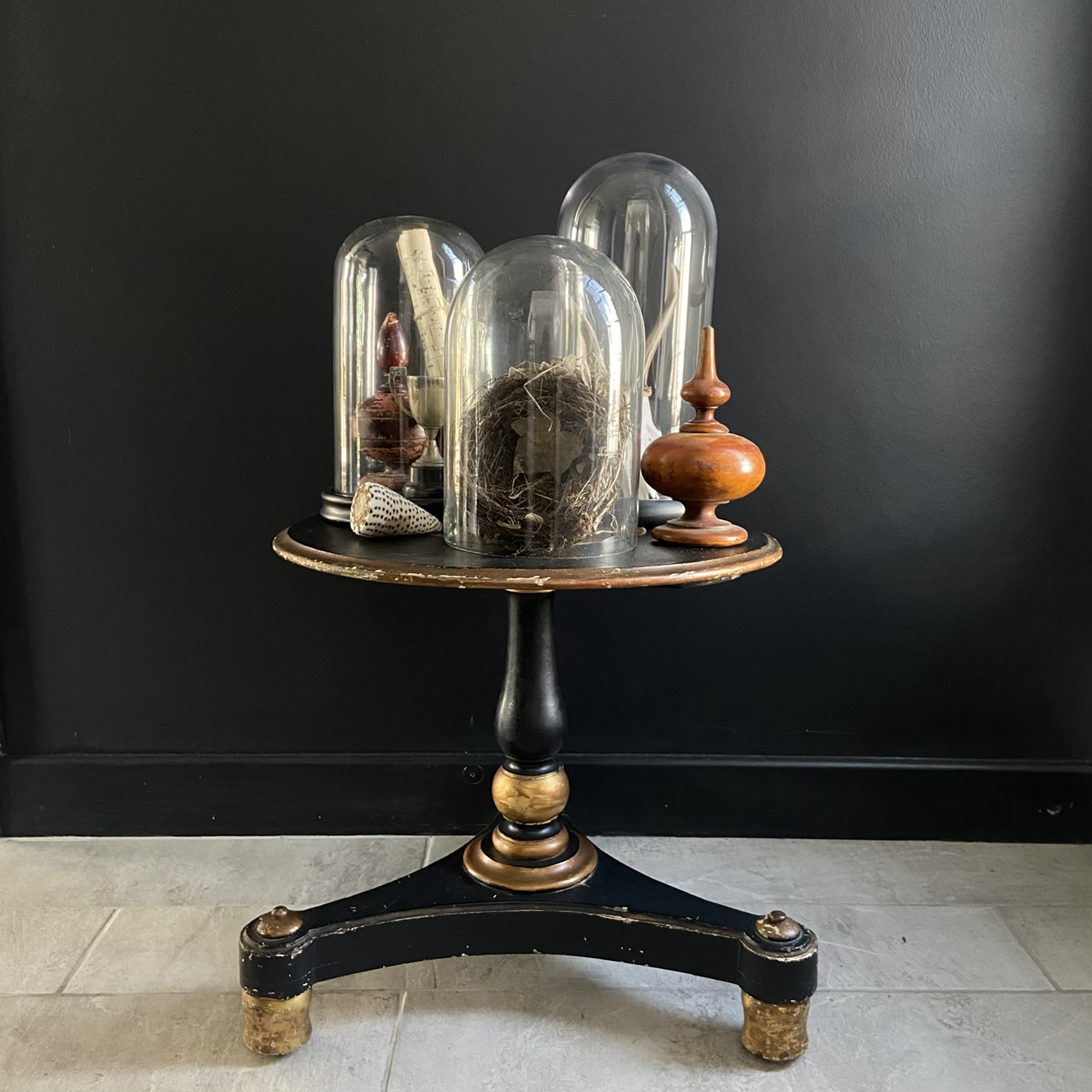 Rare Low Antique Circular Occasional Pedestal Table 