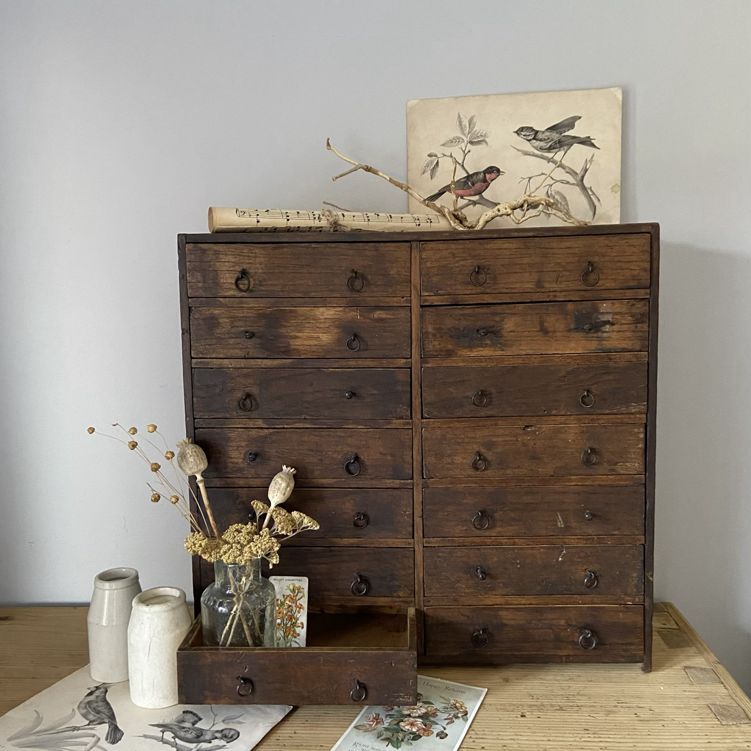 Fabulous Vintage Set of 14 Watchmakers Drawers