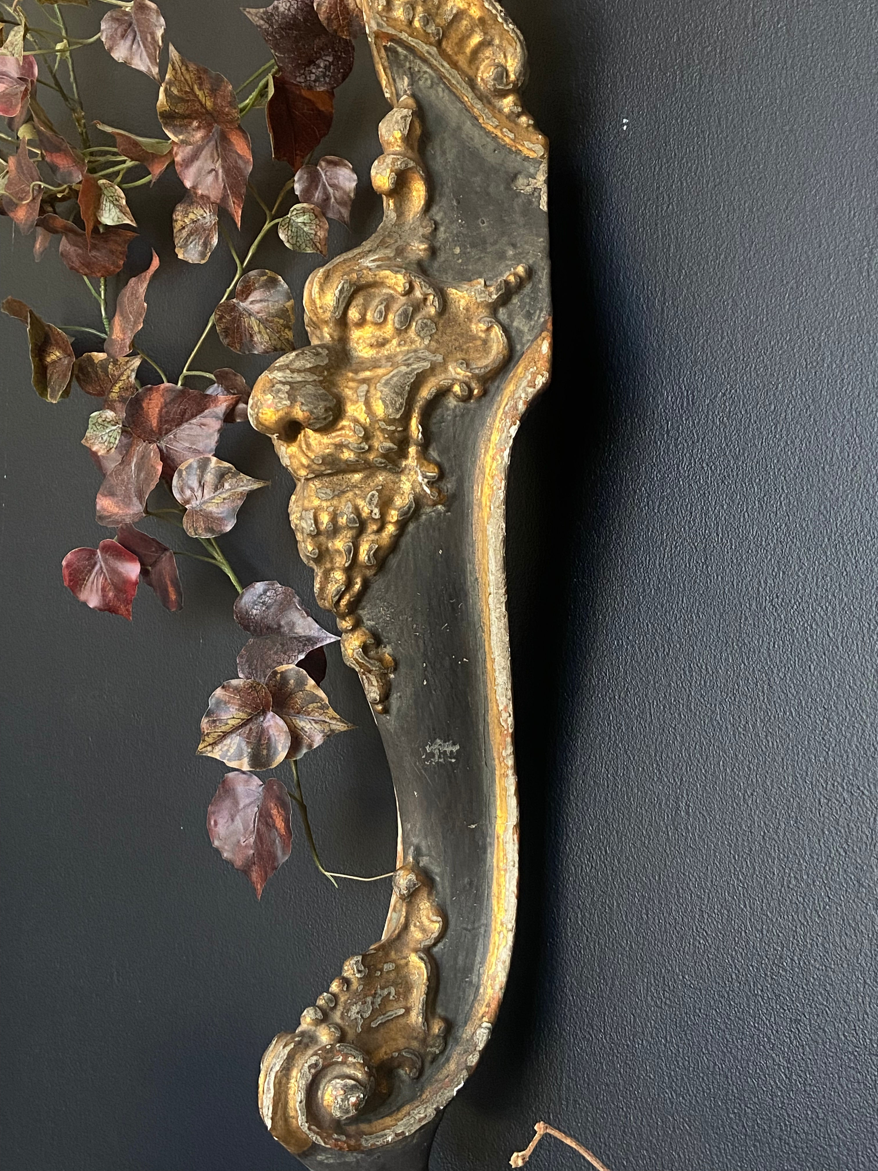 Unique French Antique Wood and Gesso Carved Piece 