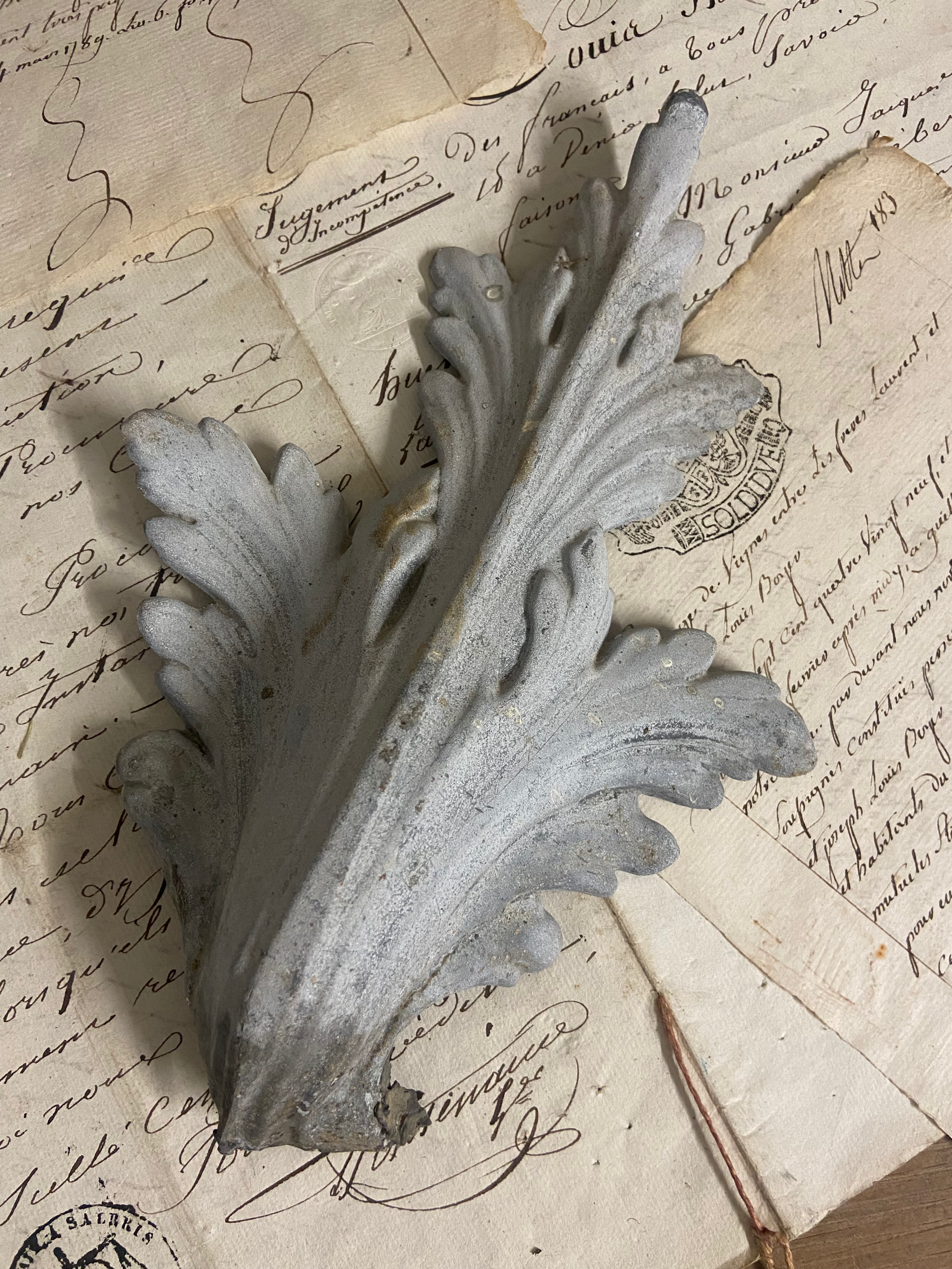Glorious French Antique Zinc Fragment Acanthus Leaf