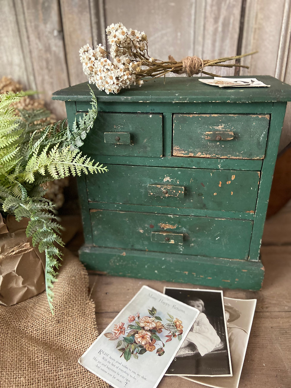 Thumbnail: Glorious Mini Green Painted Tabletop Drawers