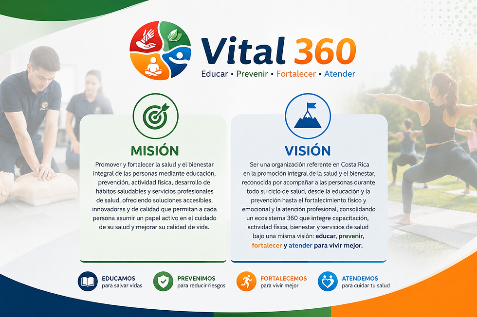Se describe la misión y visión de Vital 360