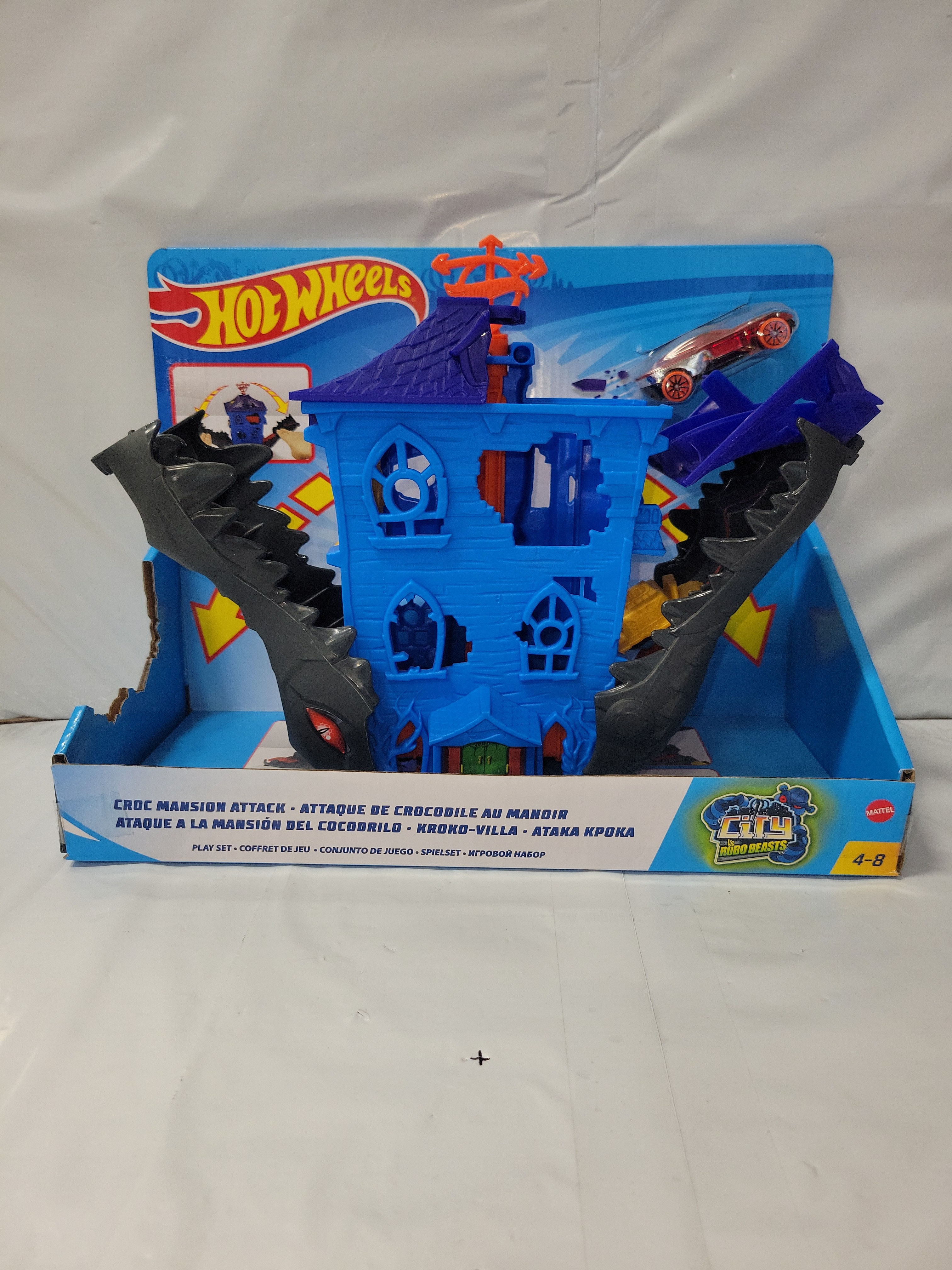 Hot Wheels City vs Robo beast Croc mansion attack 12 Inch