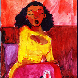 Dessin d'une belle femme buvant du vin