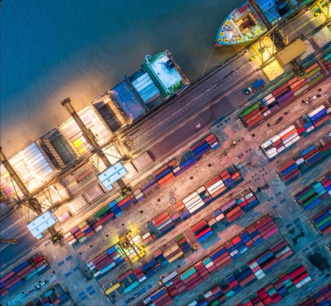 Overhead View of Busy Port