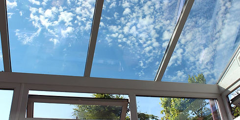 A glass conservatory roof