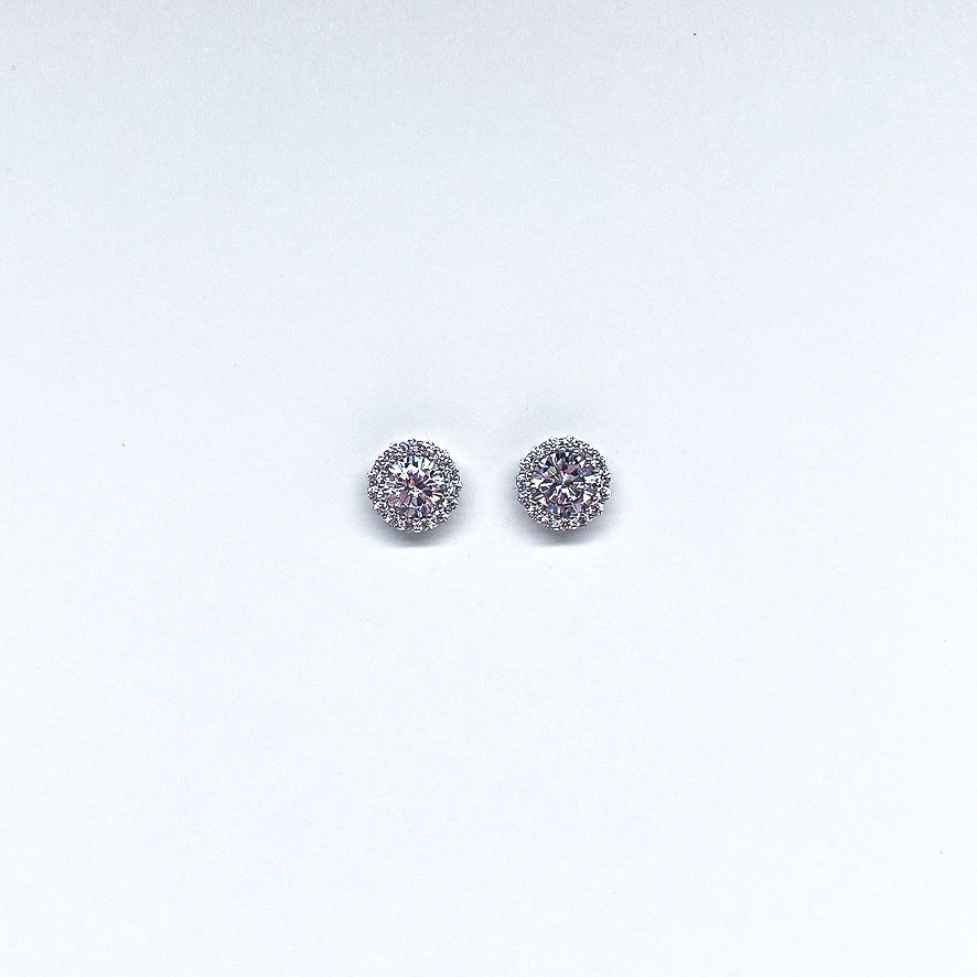 Round Pave Bezel Stud Earrings