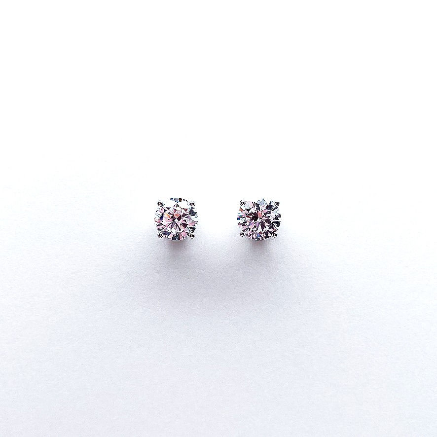 Thumbnail: Cubic Zirconia Brilliant Round Stud Earrings
