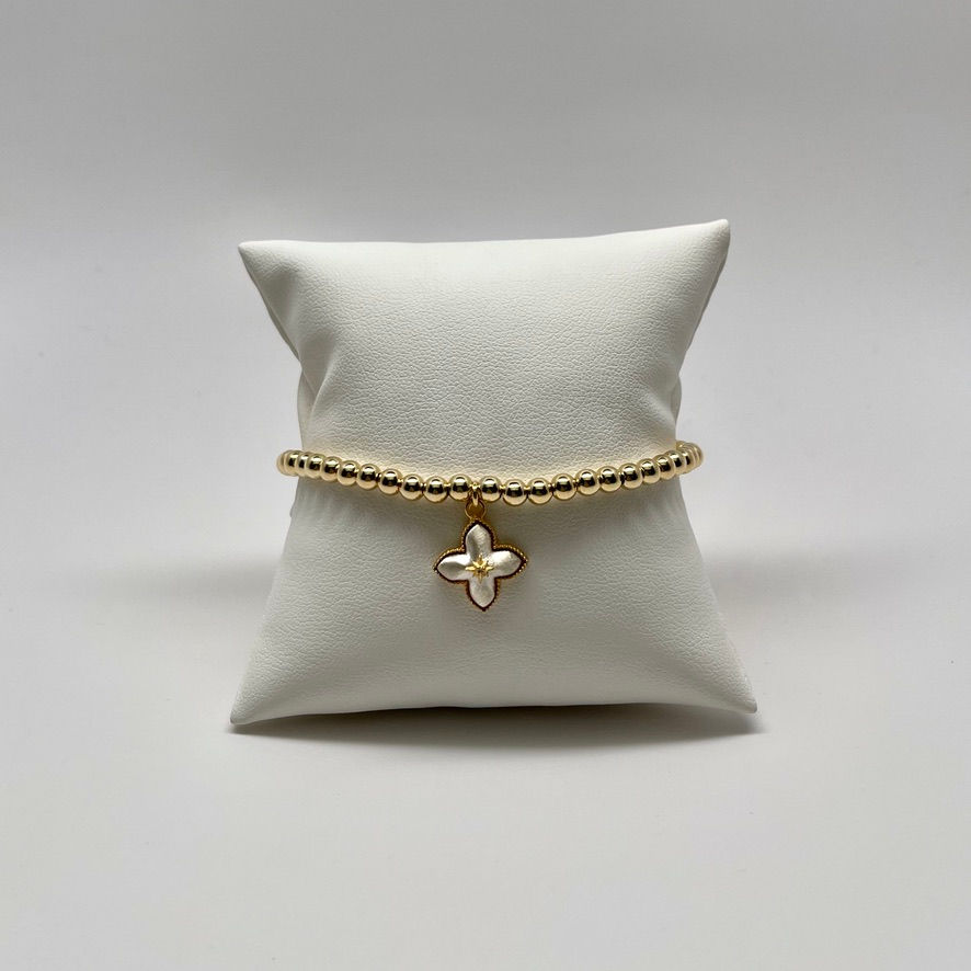 Thumbnail: Gold Beaded Bracelet with Ashley Charm