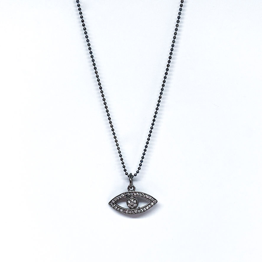 Evil Eye Black Rhodium Necklace