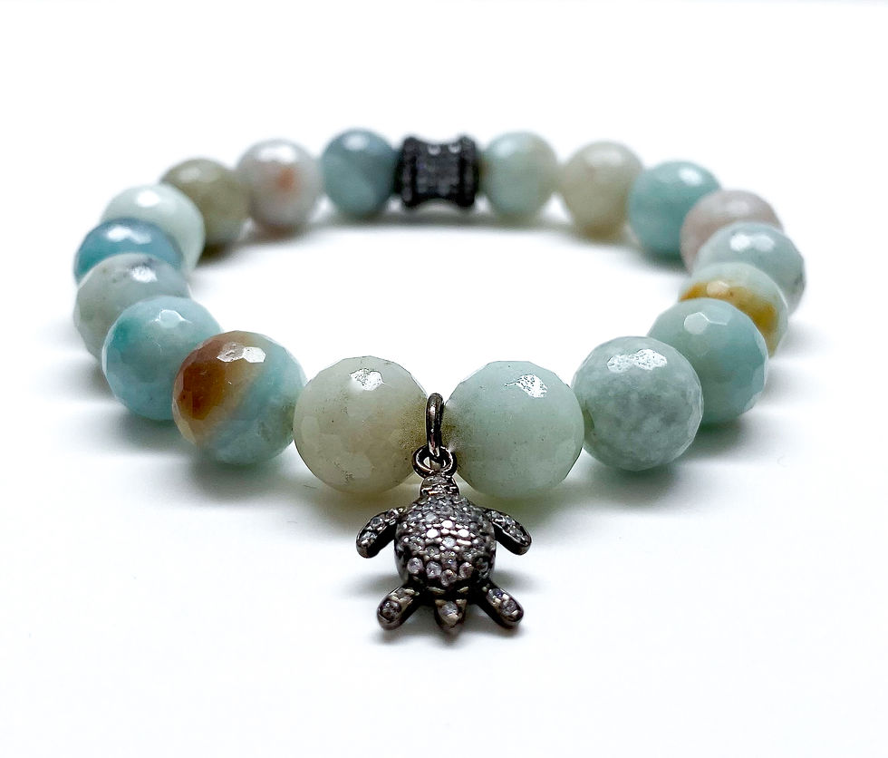 Amazonite Bracelet With Turtle Charm