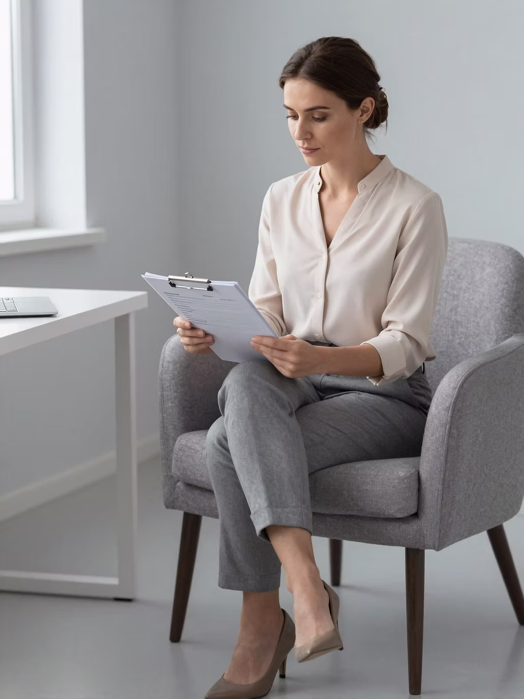 Therapist reviewing a report