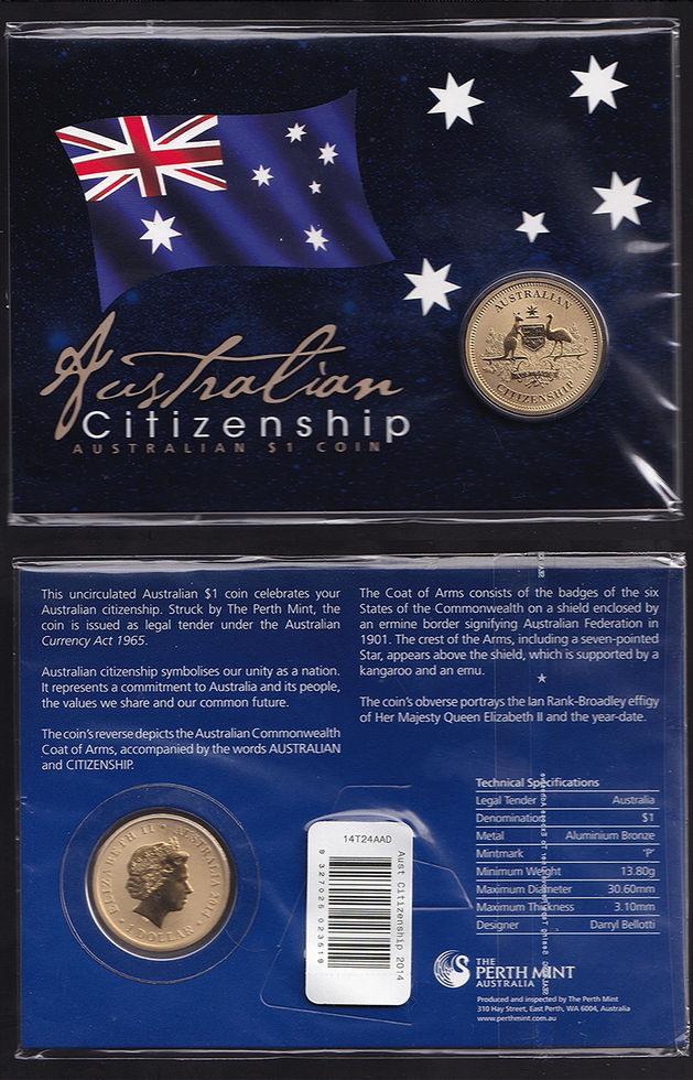 2014 Australia One Dollar Citizenship