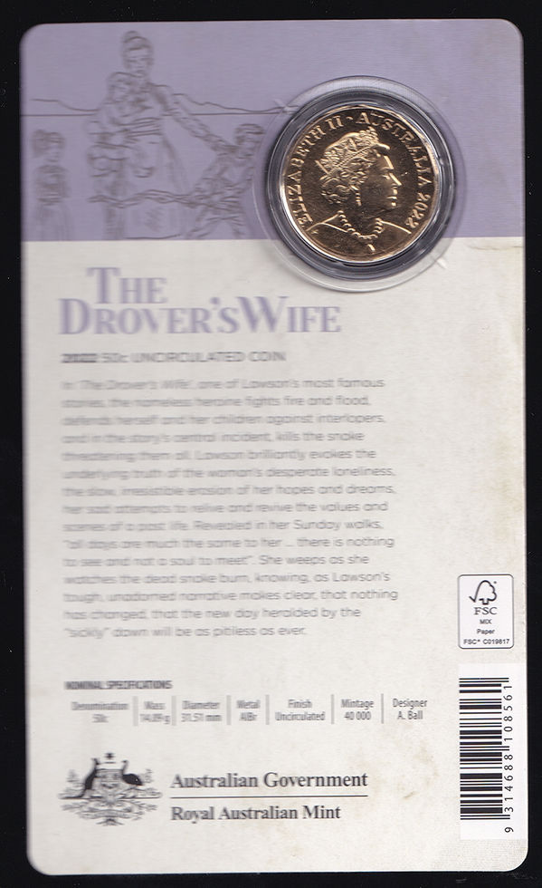 2022 Australia Fifty Cents Henry Lawson The Drover's Wife
