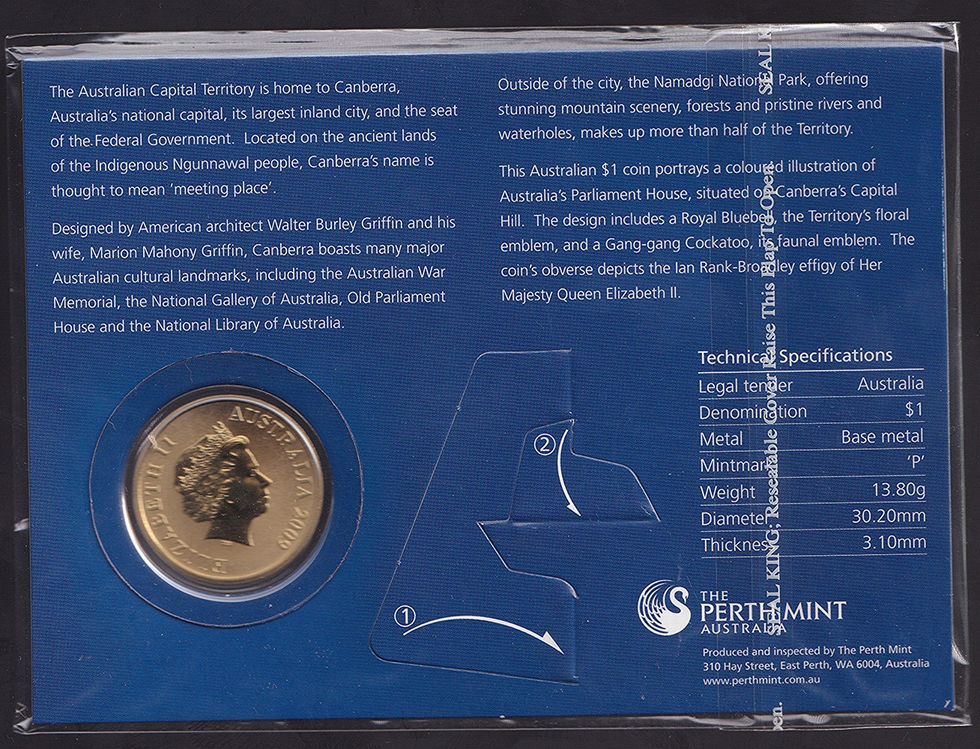 2009 Australia One Dollar Australian Capital Territory Carded