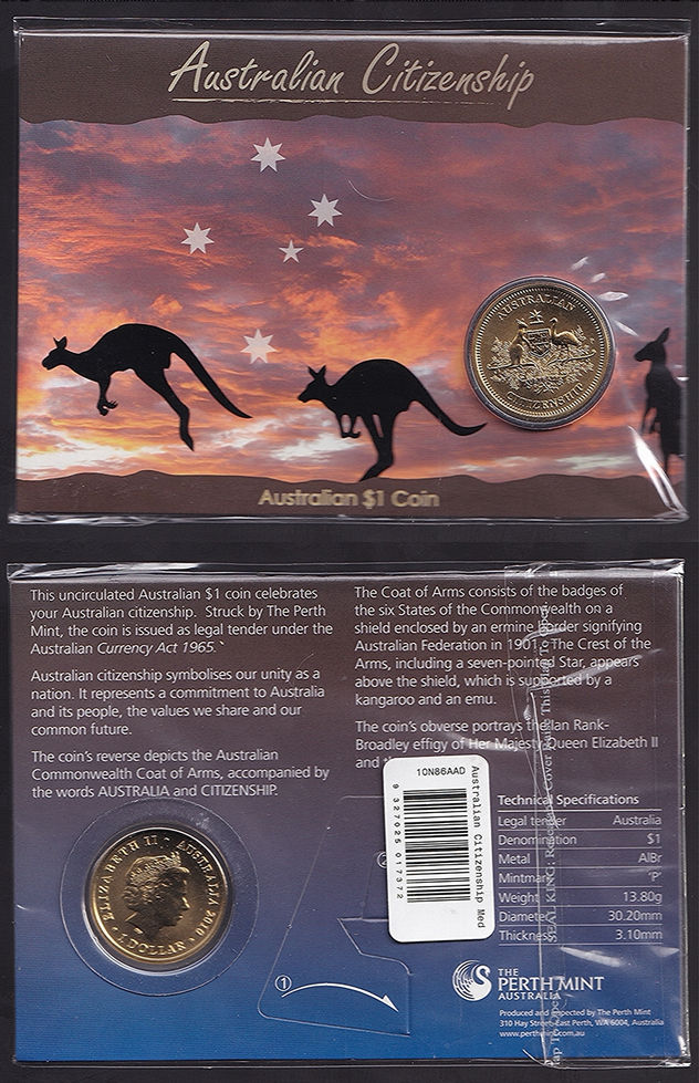 2010 Australia One Dollar Citizenship