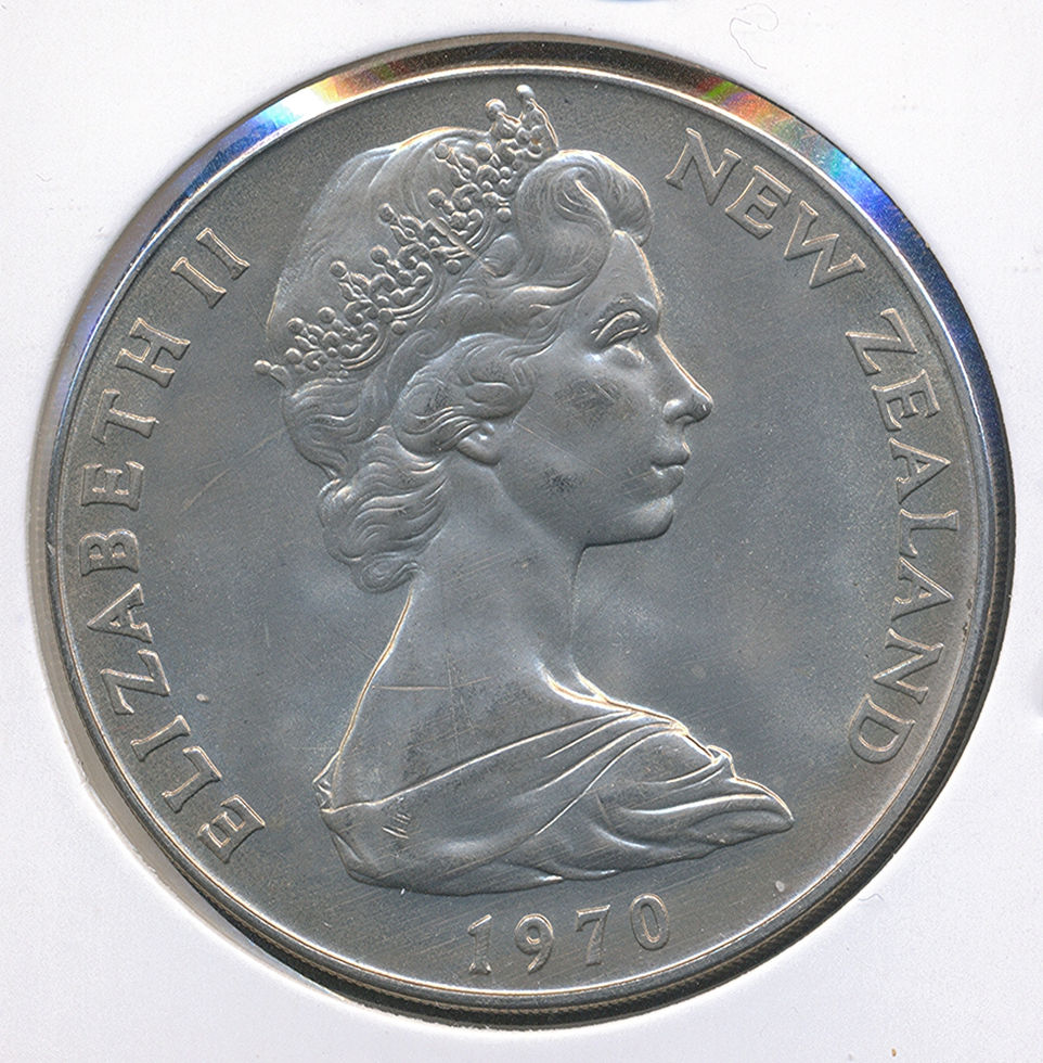 New Zealand 1970 One Dollar $1 Mount Cook Coin