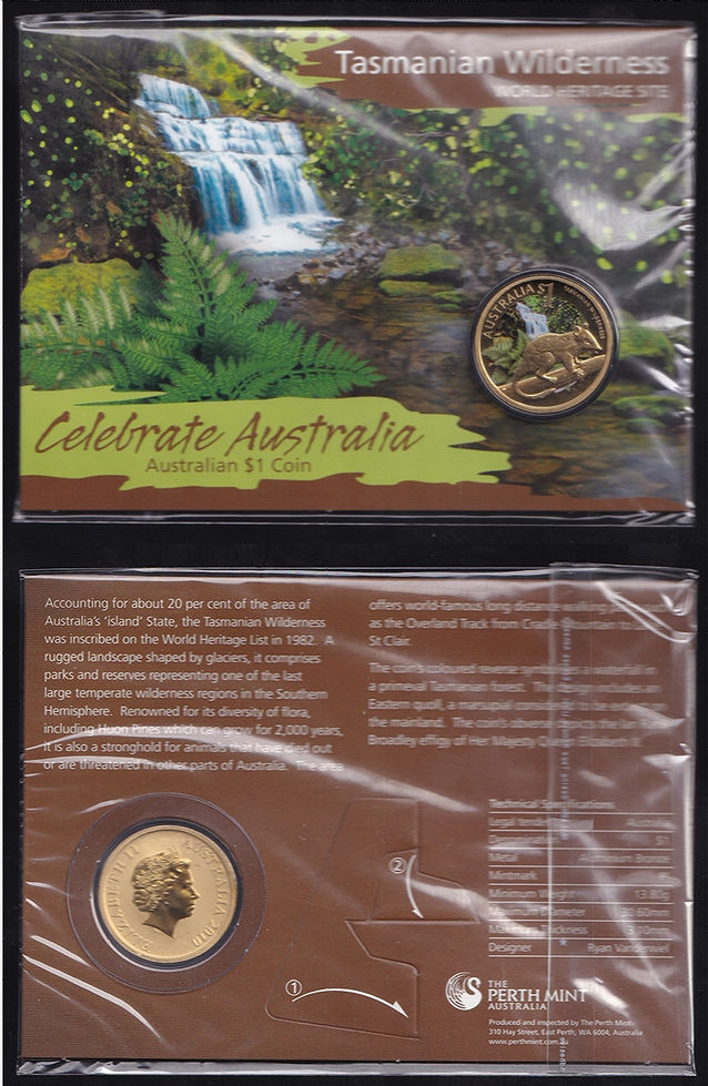 2010 Australia One Dollar Tasmanian Wilderness