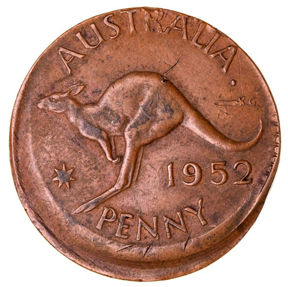 Error Australia 1952A One Penny struck off centre by 15% a scarce early Pre-Decimal Error coin