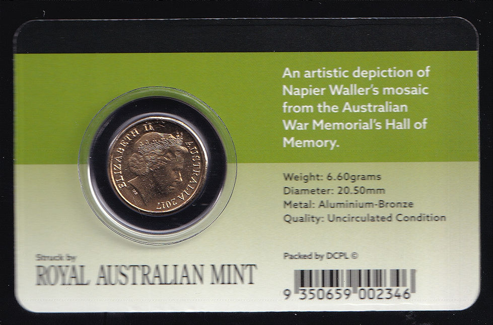 2017 Australia Two Dollar Lest We Forget War Memorial Dome Carded