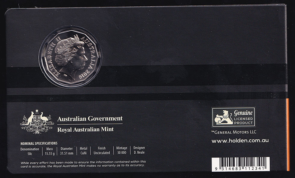 2016 Australia Fifty Cents Holden LJ Torana GTR XU 1