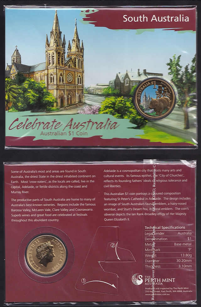 2009 Australia One Dollar South Australia Carded