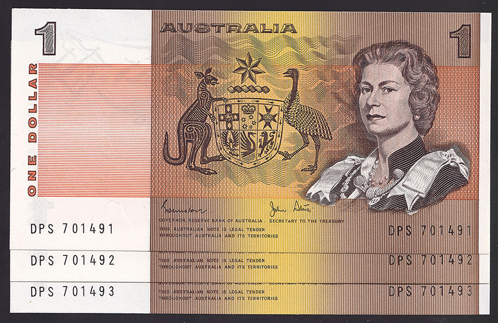Australia 1982 One Dollar $1 Johnston/Stone R78L Last Prefix Consecutive Trio