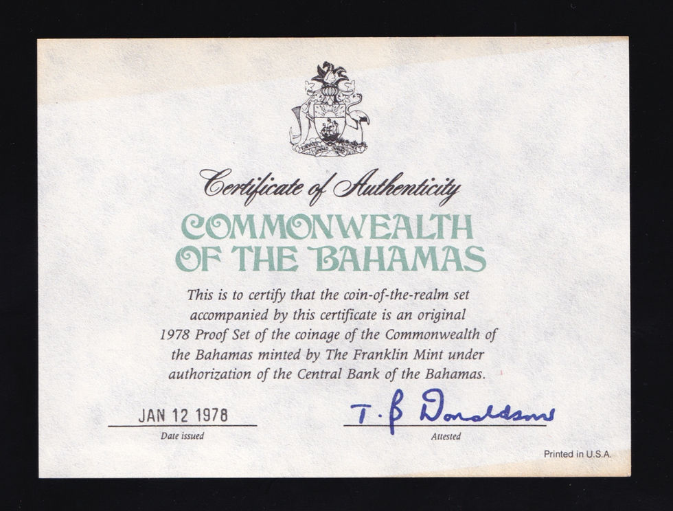 Commonwealth of the Bahamas 1978 Proof 9 Coin Set