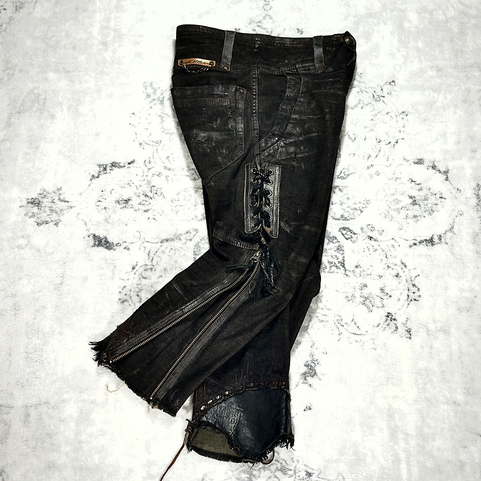 Thumbnail: 14th Addiction - Early 00s Snakeskin Patched Denim Capris