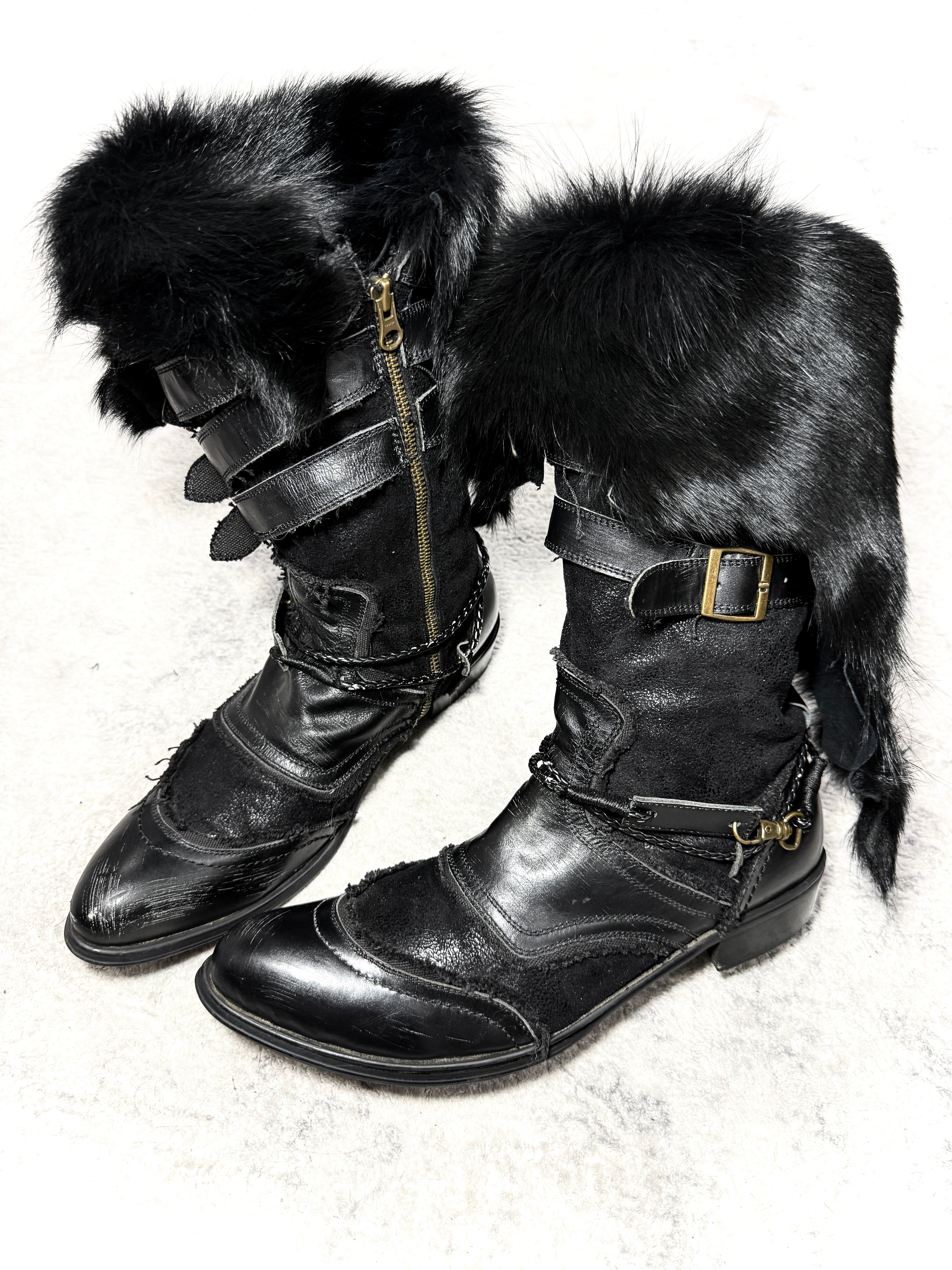 Jack Rose x Luv Maison x Slow Wear - Early 00s Buckled Pirate Boots w/ Pony Hair