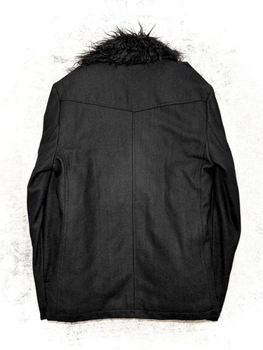 Session - Early 00s Double-Breasted Napoleon Felt Jacket w/ Fur