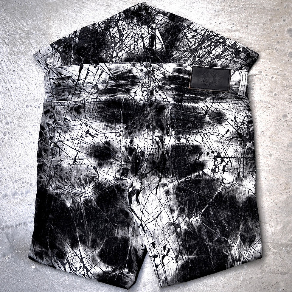 Tornado Mart - Marble Washed Coated Splatter Flared Jeans