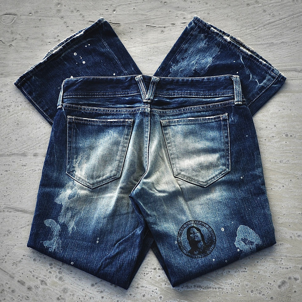 Thumbnail: Vanquish Gold x Hysterics - Smoke Print Stone Washed Flared Jeans