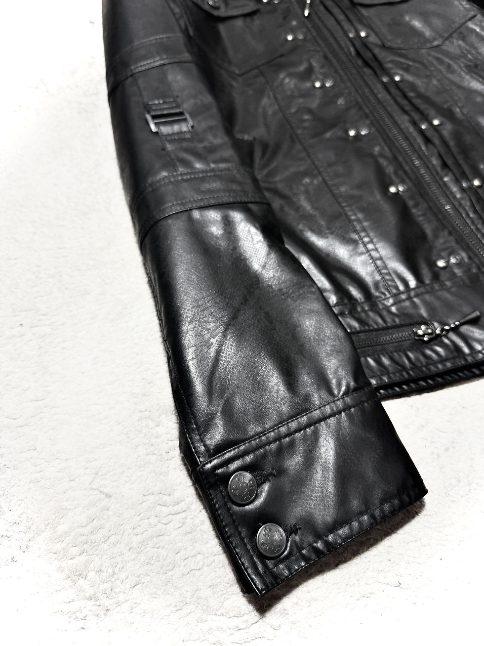 Thumbnail: XFRM - Early 00s Snakeskin Coated Single Rider Jacket w/ XFRM Faux Fur Vest