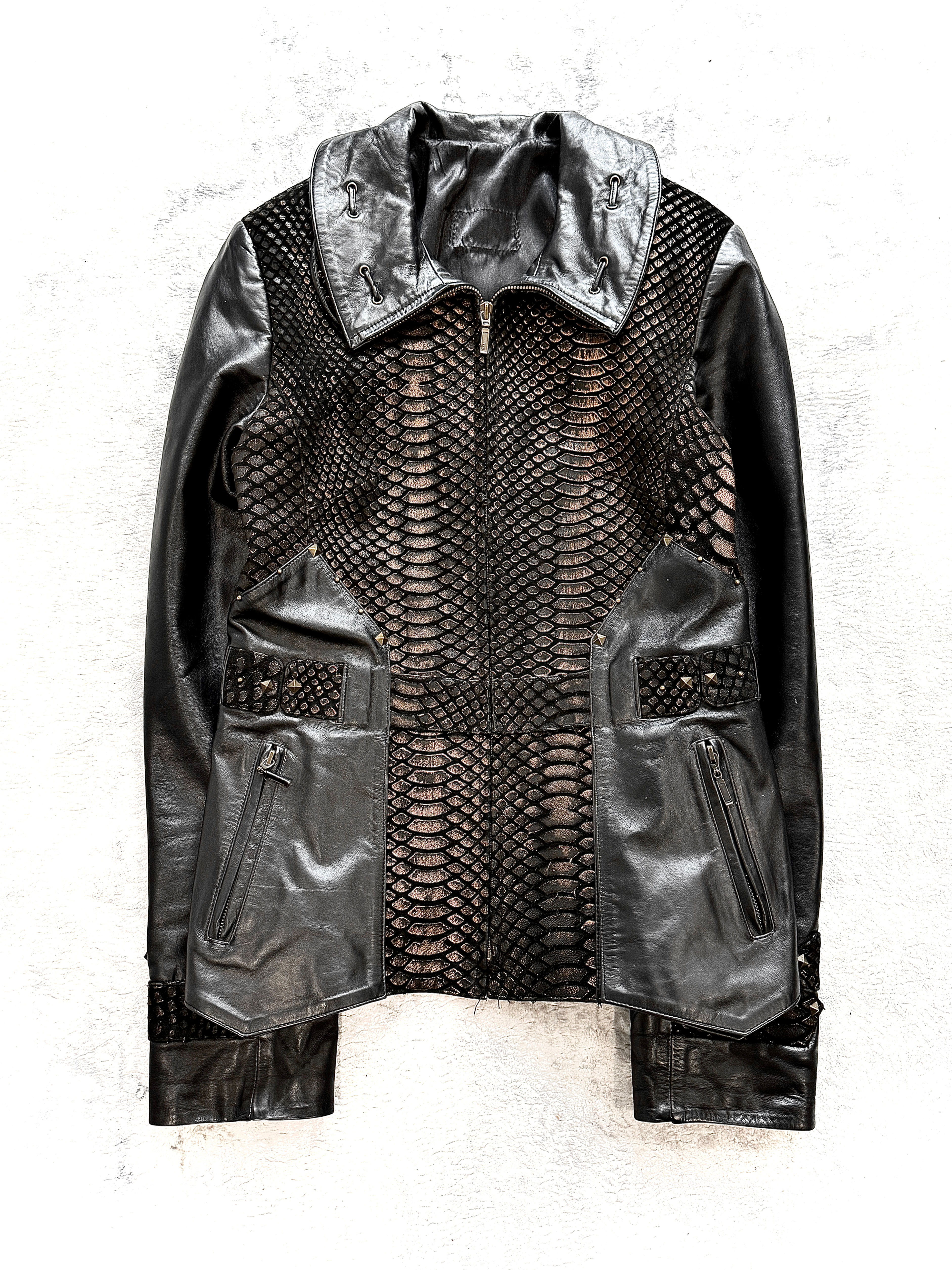 Japanese Label - Python Embossed Fabric/Leather Hybrid Executioner Jacket