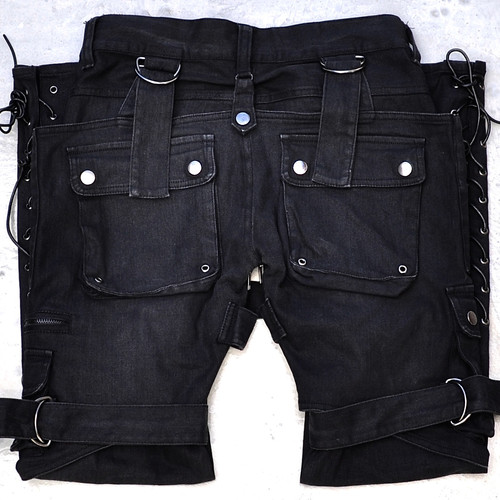 パンツ EL ROPA LOCO lace up bondage cargo pants EL ROPA LOCO - Charcoal Denim 