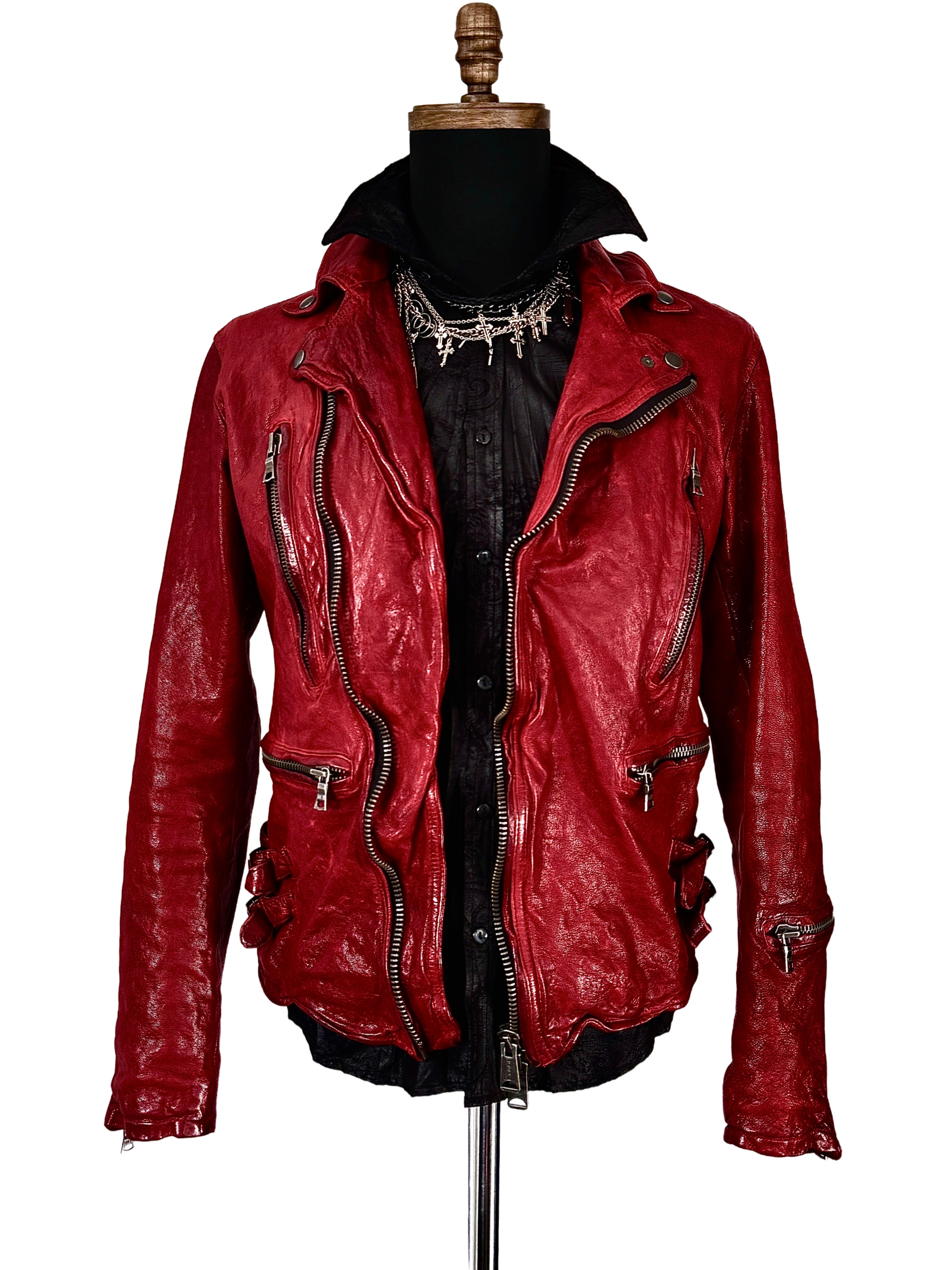 JackRose x LuvMaison - Late 00s Wavy Zip Double Rider Leather Jacket