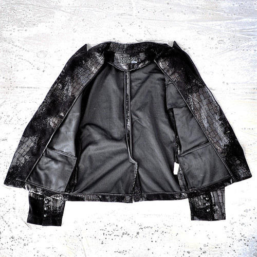 XFRM - Crocodile Coated Micro Suede Blazer | GosuArchive