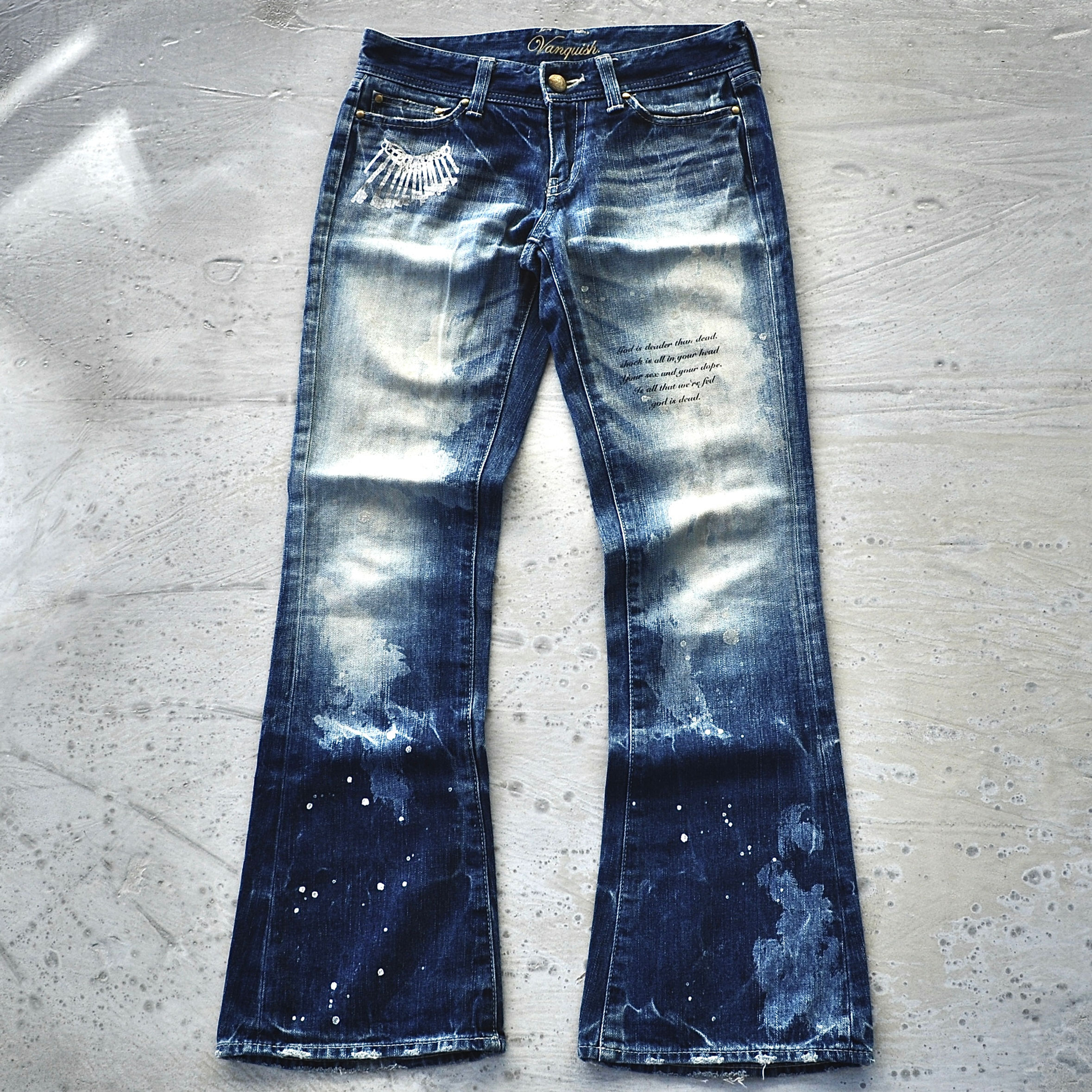 Vanquish Gold x Hysterics - Smoke Print Stone Washed Flared Jeans