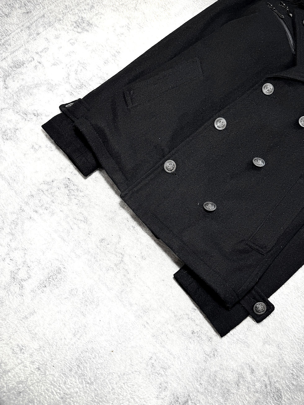 Thumbnail: Session - Early 00s Double-Breasted Napoleon Felt Jacket w/ Fur Collar