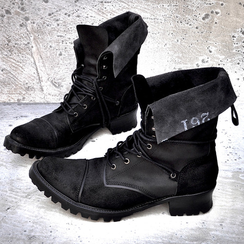 Shellac - Suede Leather Folded-Over Military Boots | GosuArchive