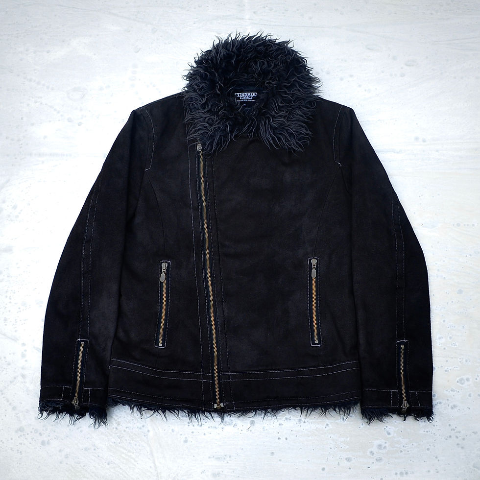 Thumbnail: Tornado Mart - Late 90s Double Rider Shearling Suede Fur Jacket