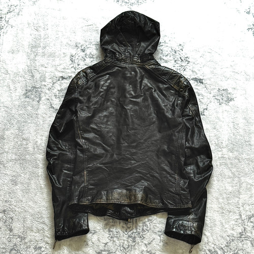 14th Addiction - TY-B:01 “Crocodile” Leather Hooded Rider Jacket