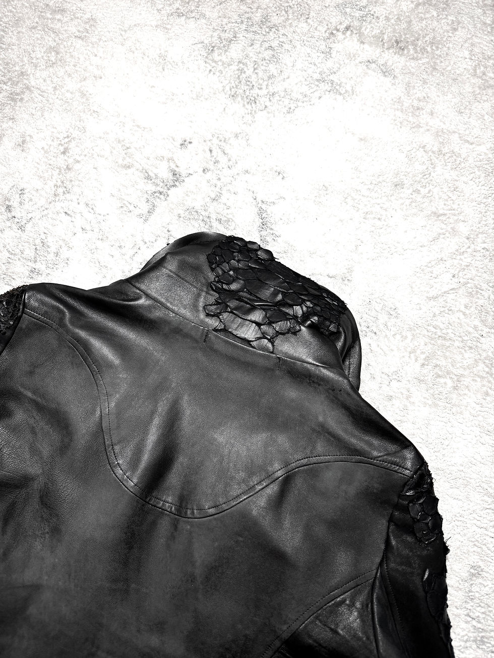 Thumbnail: H.naoto Dark Red Rum - Reaper Cut Cowhide Leather Double Rider Jacket 