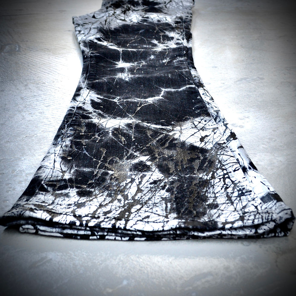 パンツ archive tornado mart flare design denim Tornado Mart - Marble Washed Coated Splatter Flared Jeans