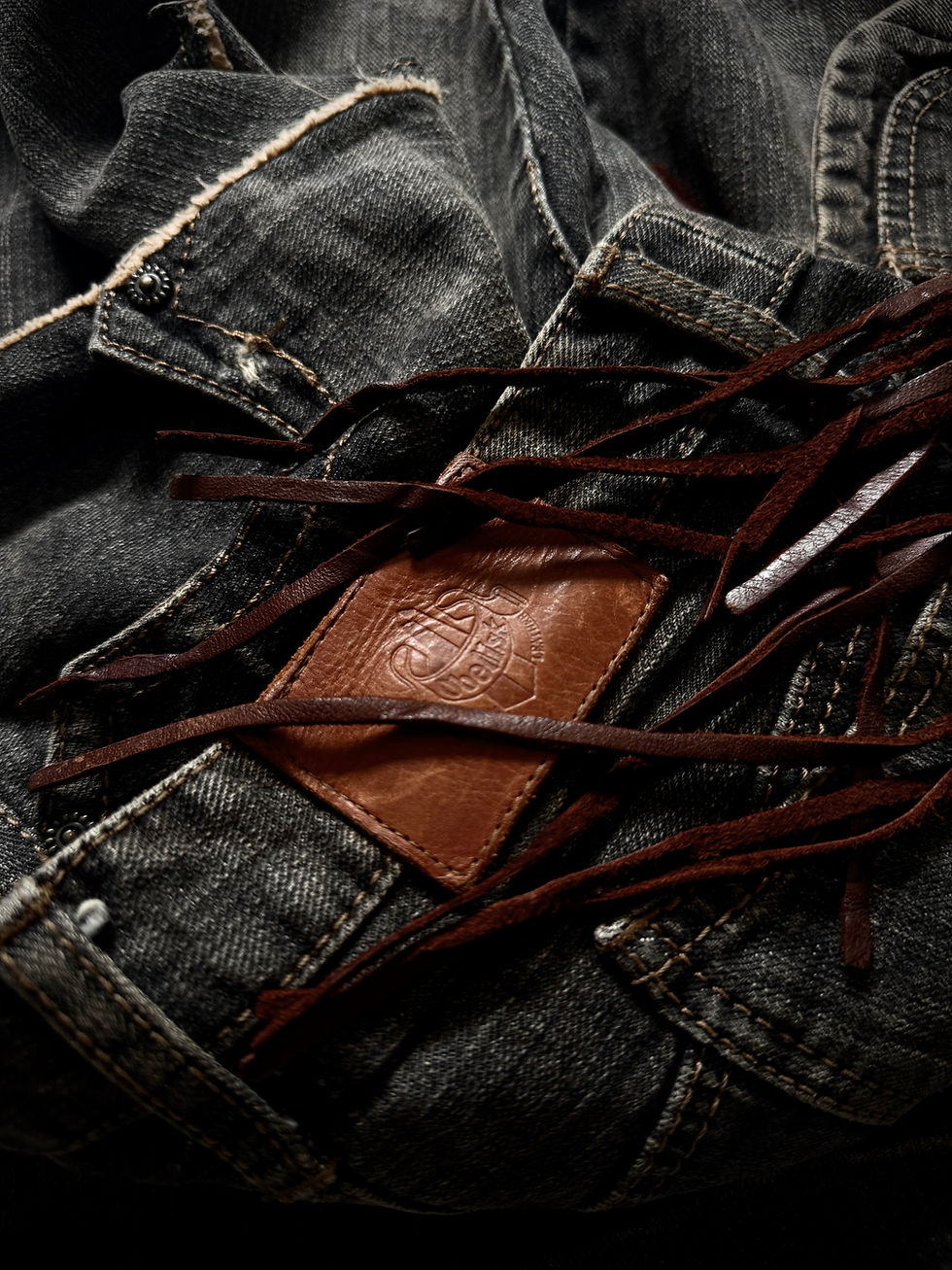 Thumbnail: Obelisk - Gun Holster Western Distressed Flared Jeans