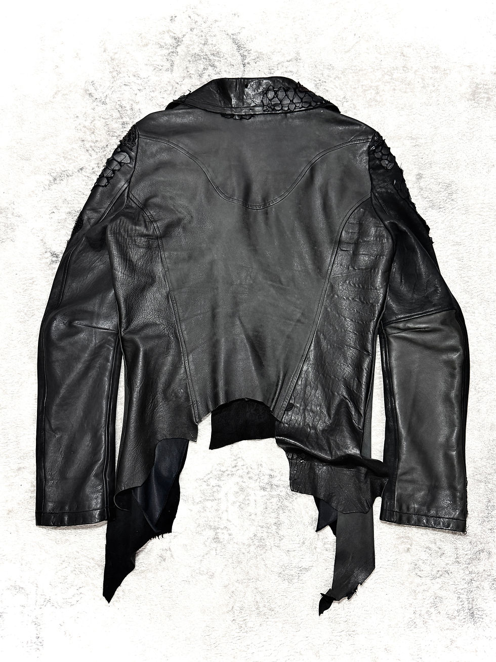 Thumbnail: H.naoto Dark Red Rum - Reaper Cut Cowhide Leather Double Rider Jacket 