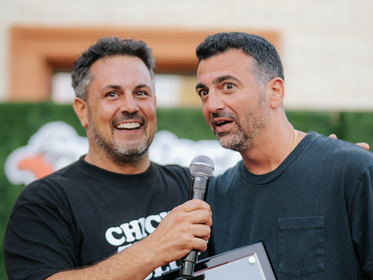 TenderFest co-founders Lawrence Longo, left, and Armenian-American entrepreneur John Terzian at TenderFest 2026 in Beverly Hills.