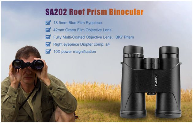 Thumbnail: SV Bony 10x42 Roof Prism Binoculars features