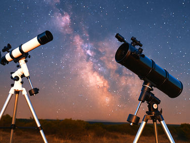 Refractor and reflector telescope with milky way in background